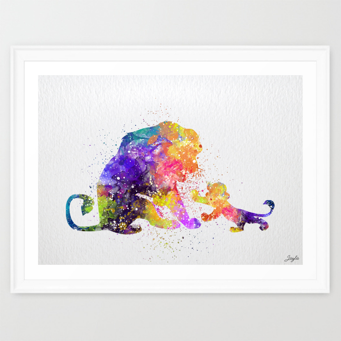 699x699 The Lion King Mufasa And Simba Watercolor Print,