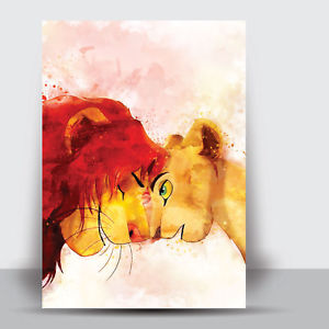 300x300 The Lion King Simba Amp Nala Framed Art Print Watercolour Wall