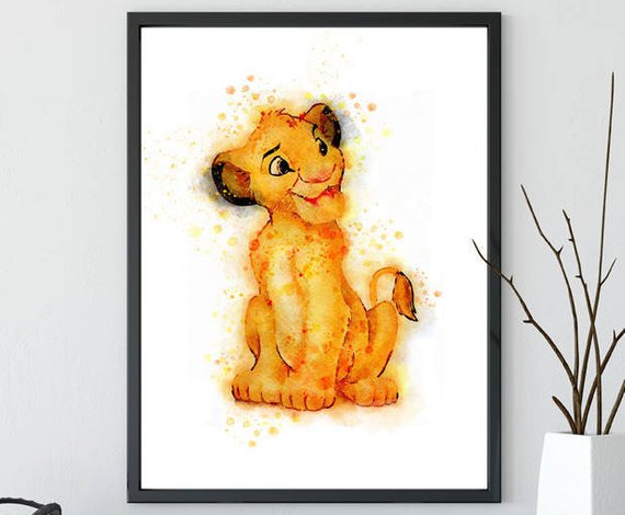 570x470 The Lion King Simba Inspired Simba Watercolor Print Kids Etsy
