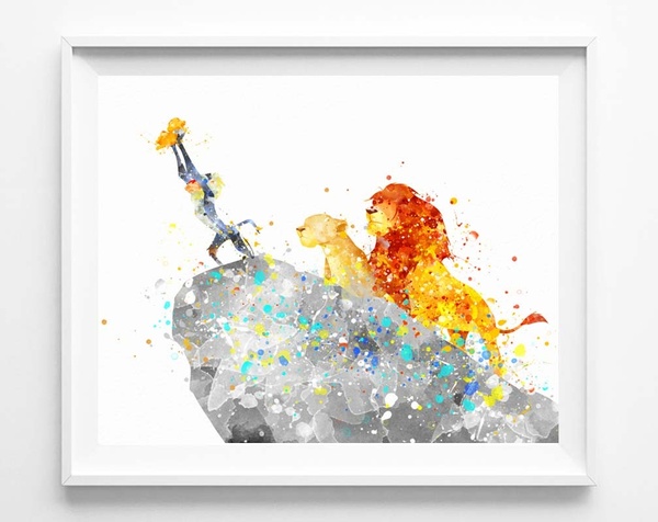 600x476 Wish Lion King Simba Mufasa Rafiki Watercolor Painting Canvas