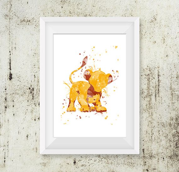 570x549 Disney Lion King Simba Watercolor Art Poster Print Home Art