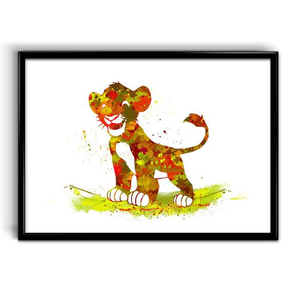 570x570 Instant Digital Download Simba Watercolor Art Print, The Lion King