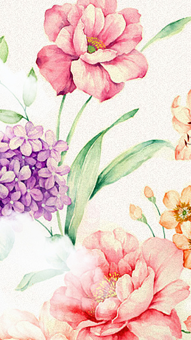 650x1155 Simple Handpainted Flowers Watercolor Background, Simple