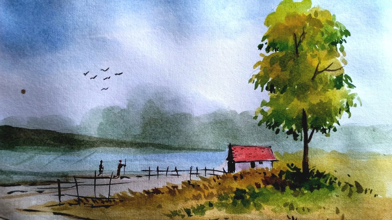 1280x720 How To Paint A Simple Landscape In Watercolor Paint With David