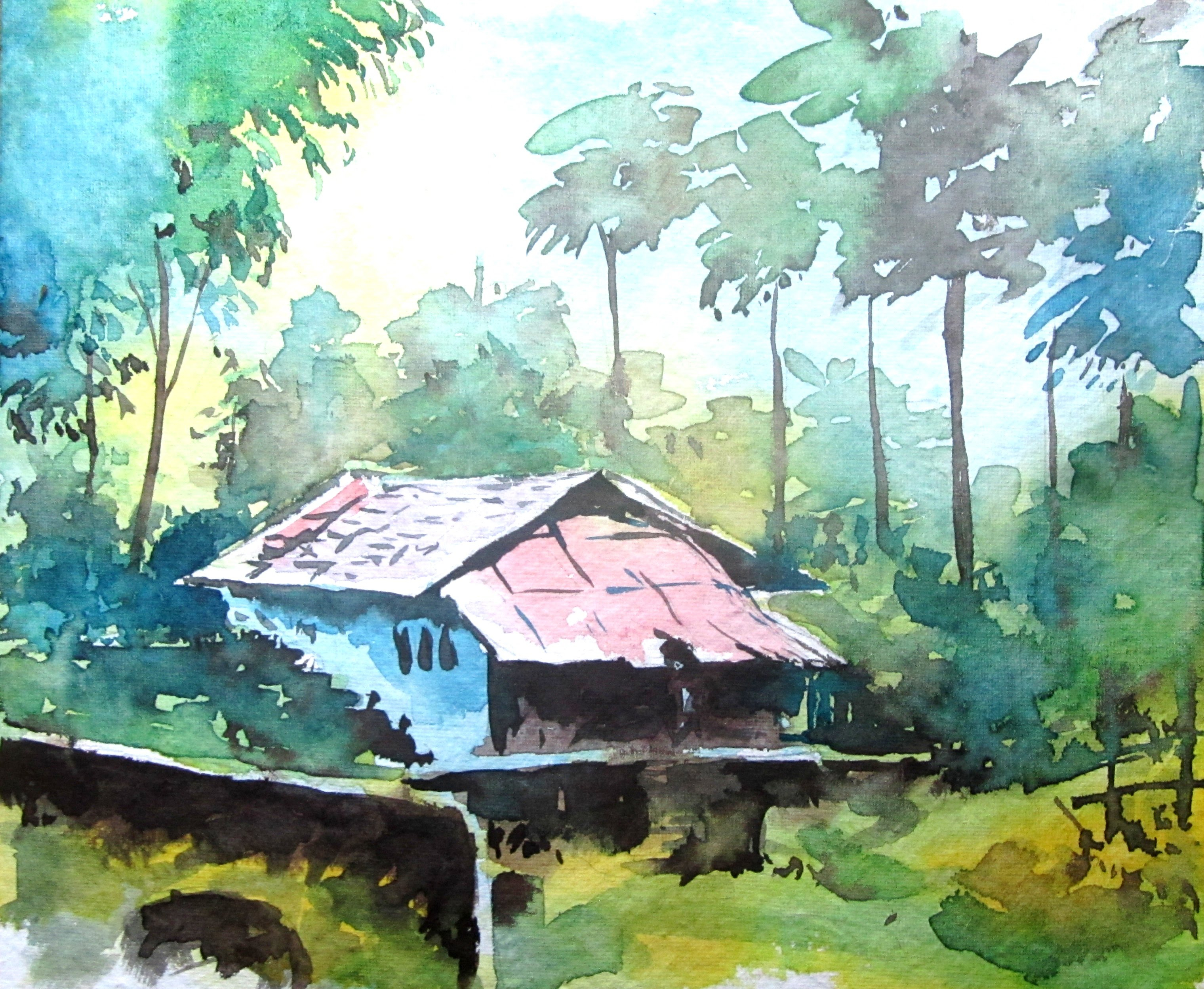 3040x2496 Painting Watercolour Landscapes Simple Landscape Painting