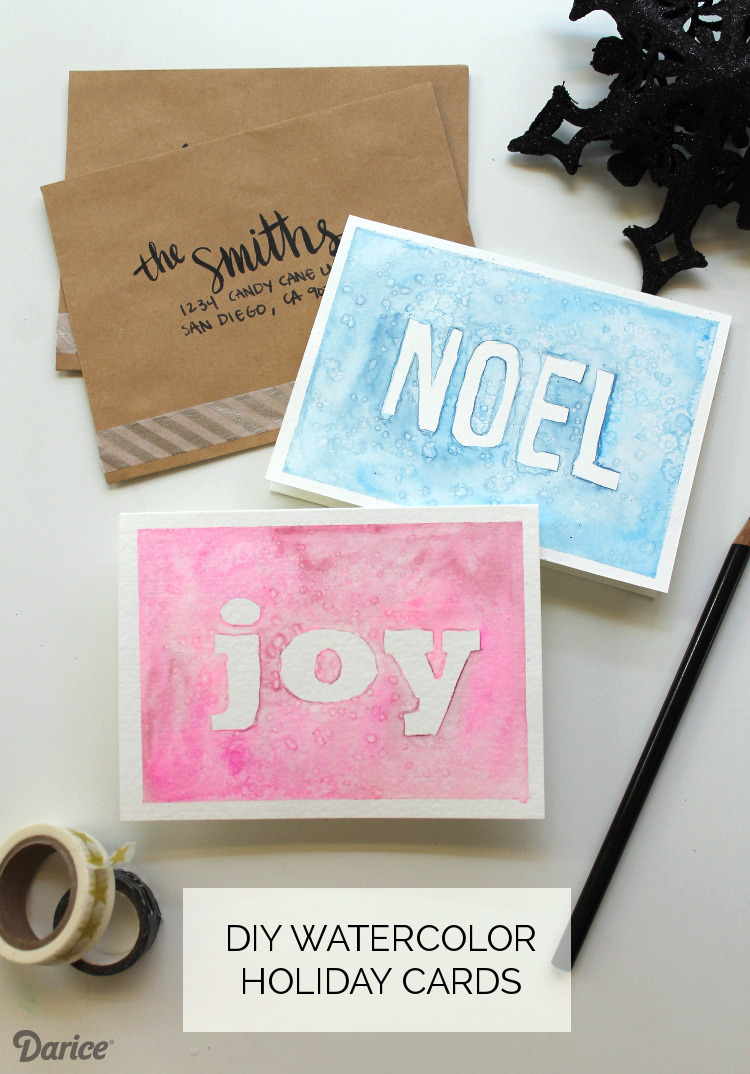 750x1074 Homemade Christmas Cards Tutorial Watercolor