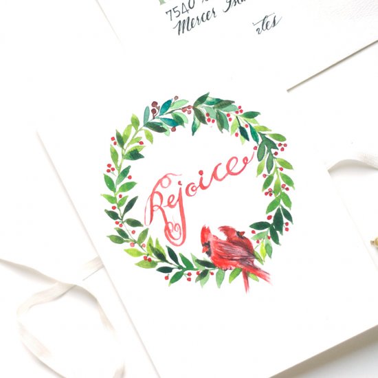 550x550 Watercolor Christmas Wreath Card Craftgawker