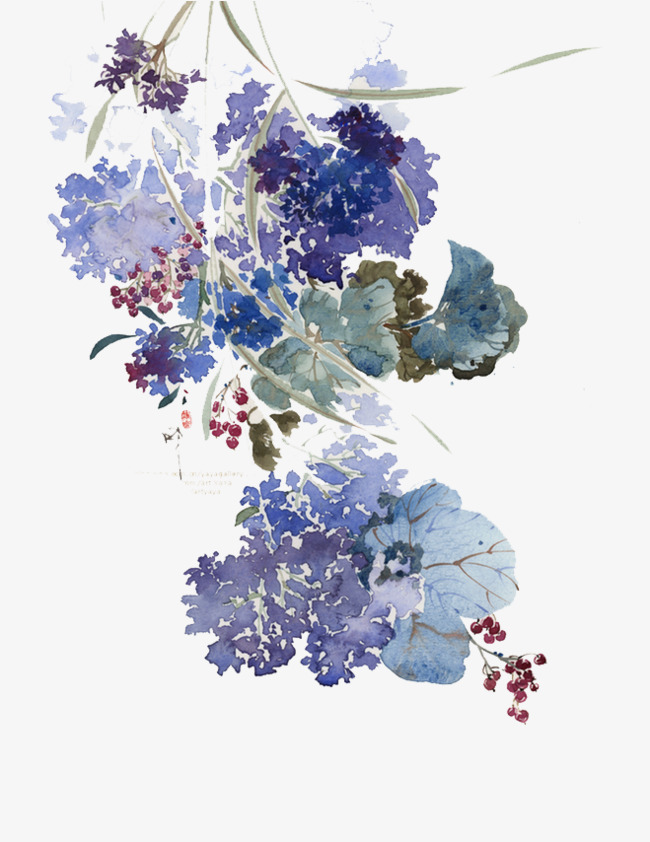 650x842 Blue Simple Watercolor Flower, Blue, Simple, Watercolor Png And