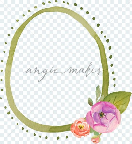 549x600 Cute, Simple Watercolor Flower Frame With Purple Ranunculus