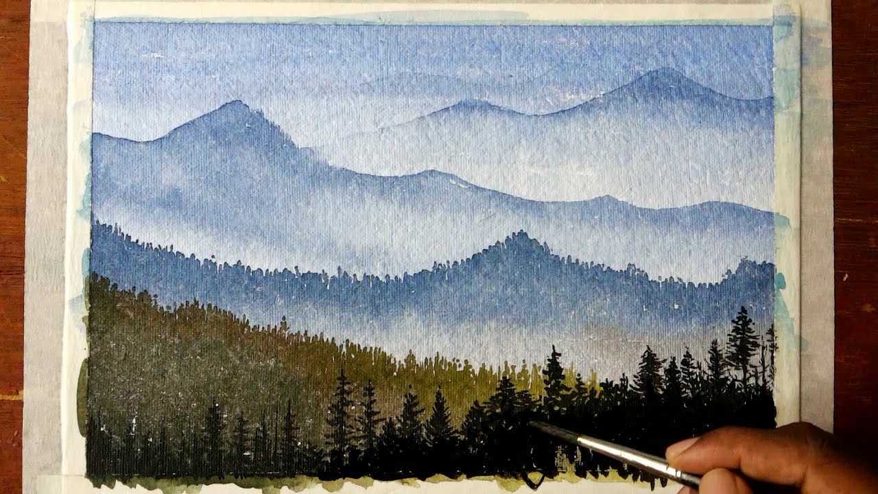 1280x720 How To Draw A Mountain Landscape With Watercolors