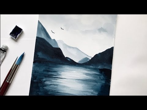480x360 Mountain Amp Lake Watercolor Tutorial Step By Step Easy