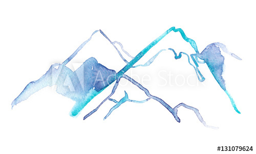 500x300 Simple Abstract Snowy Mountain Peaks Painted In Watercolor On