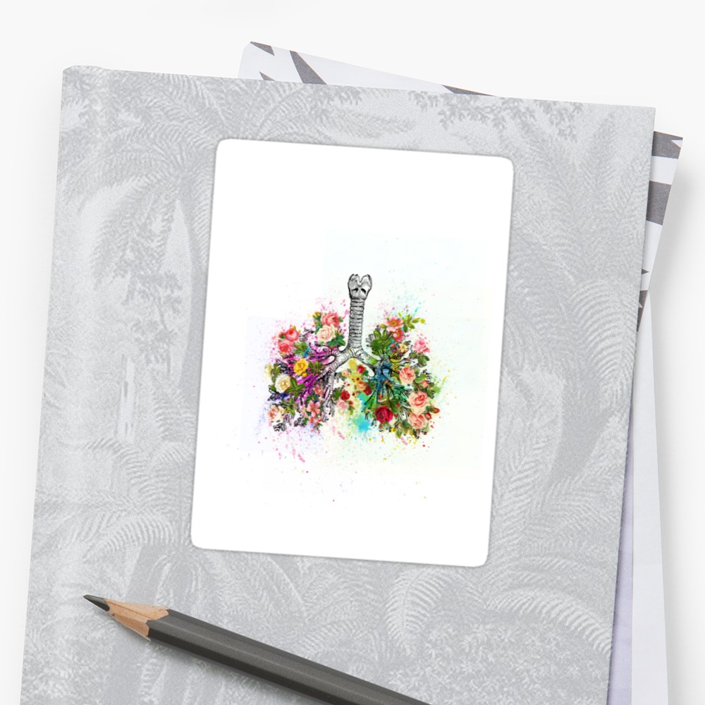 1000x1000 Flowers Ribs Skeleton Watercolor Stickers By Khaled Ibrahim
