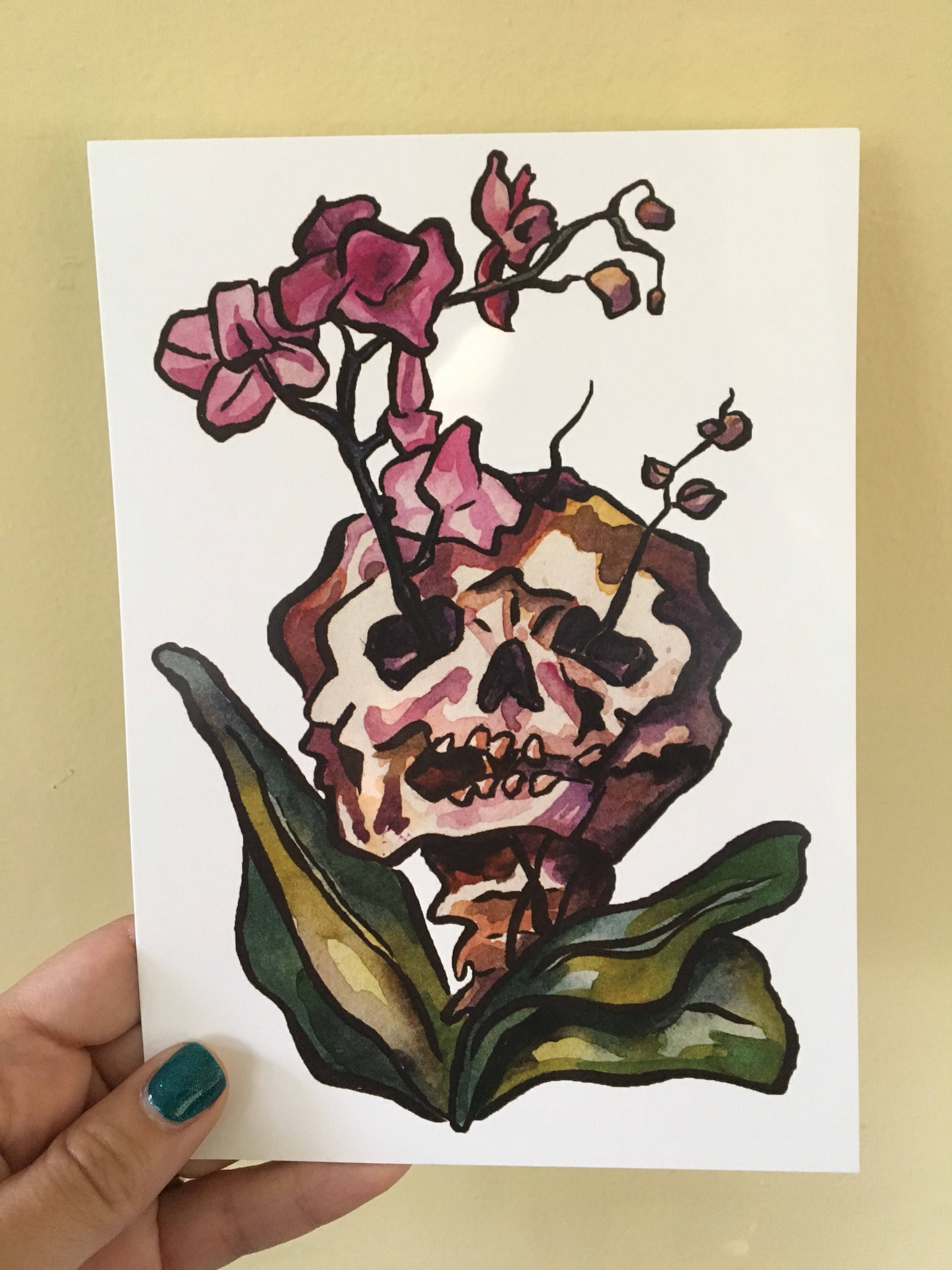2250x3000 Skull And Orchid Art