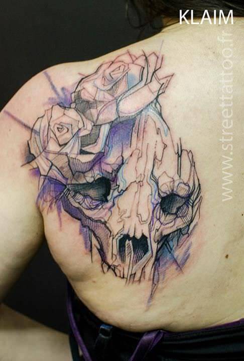 486x720 Klaim Tattoos An Animal Skull And Roses In An Eye Catching Sketch