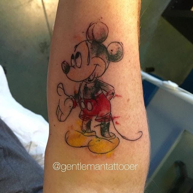 640x640 Sketch Watercolor Mickey Mouse Tattoo By Ryan Tews.