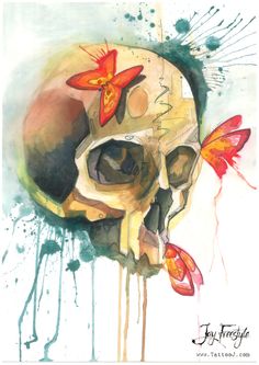 Skull Watercolor Painting