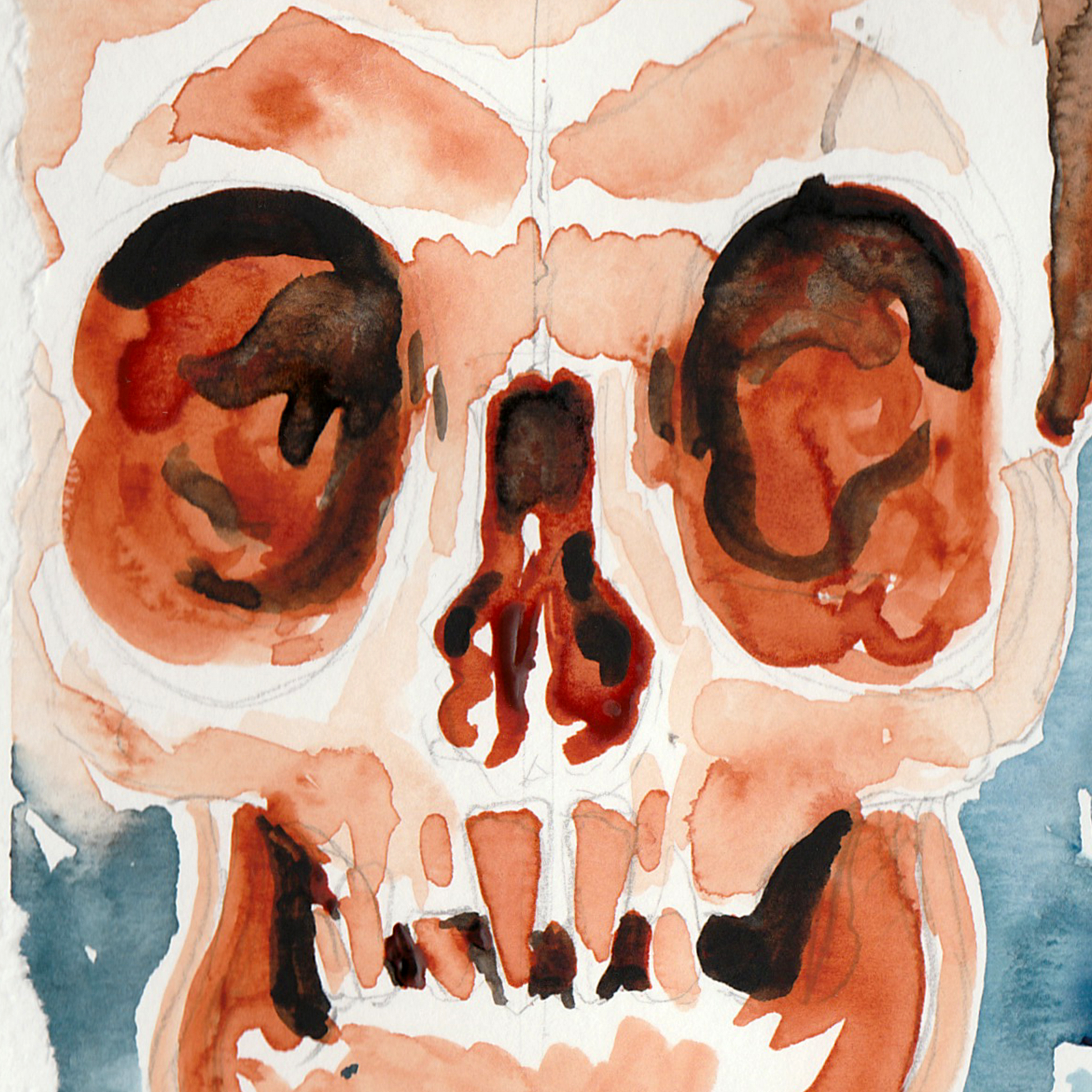 2100x2100 Orange Skull Watercolor Painting
