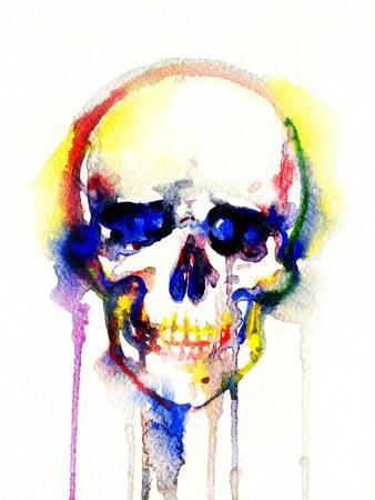 338x450 Skull .watercolor Illustration Photographic Print By Anna