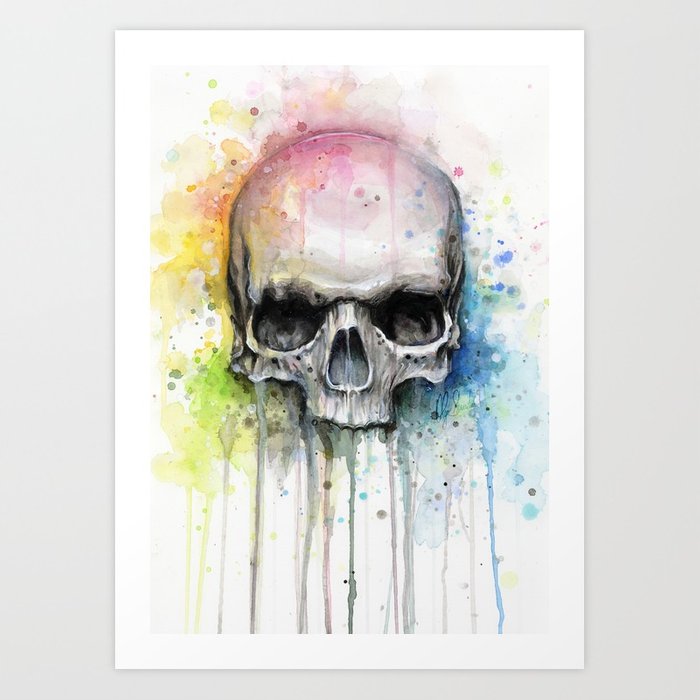 700x700 Skull Rainbow Watercolor Painting Skulls Art Print By Olechka