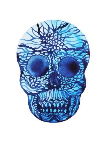 366x488 Abstract Sugar Skull Watercolor Painting Design Illustration