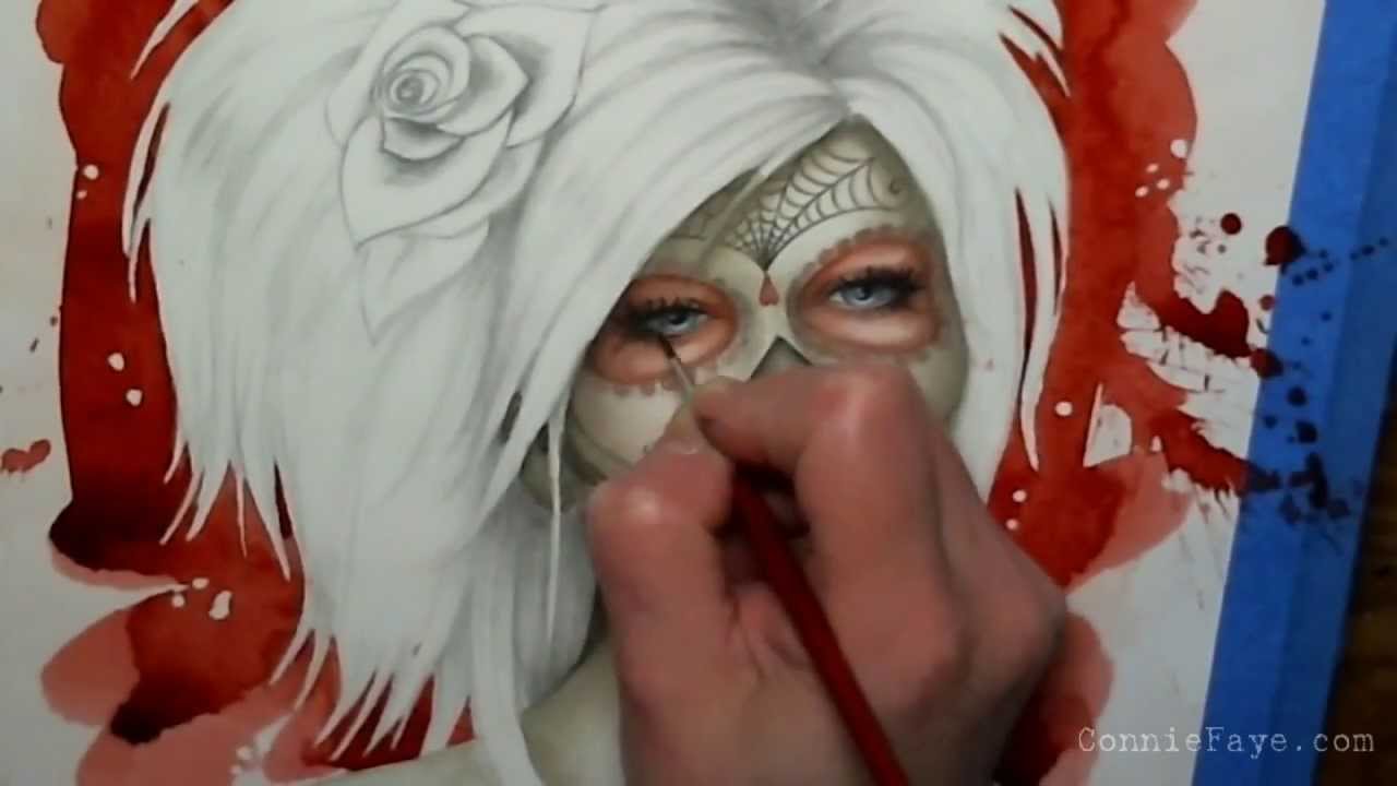 1280x720 Sugar Skull Day Of The Dead Dia De Los Muertos Watercolor Painting