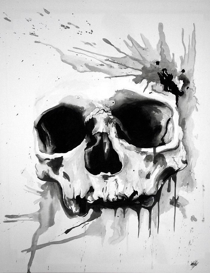 693x900 Watercolour Skull Painting By Aaron De La Haye