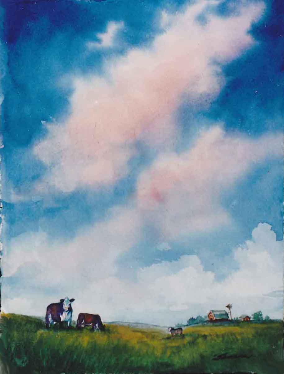915x1205 Big Sky Country Ls 297 Original Prairie Landscape Watercolor