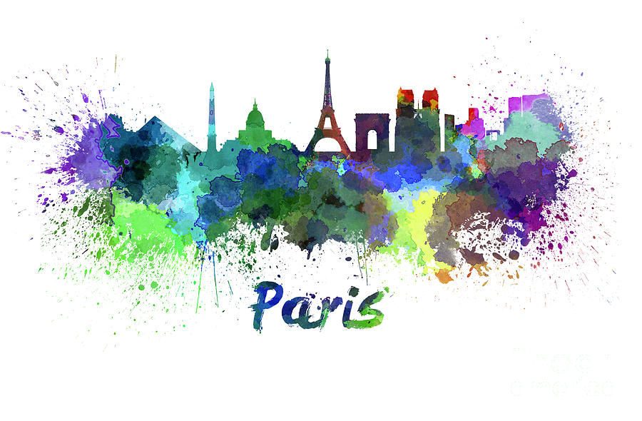 900x590 Paris Skyline In Watercolor Painting By Pablo Romero