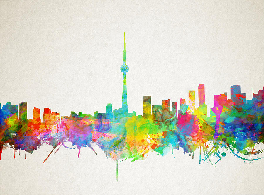 900x666 Toronto Skyline Watercolor Painting By Bekim Art