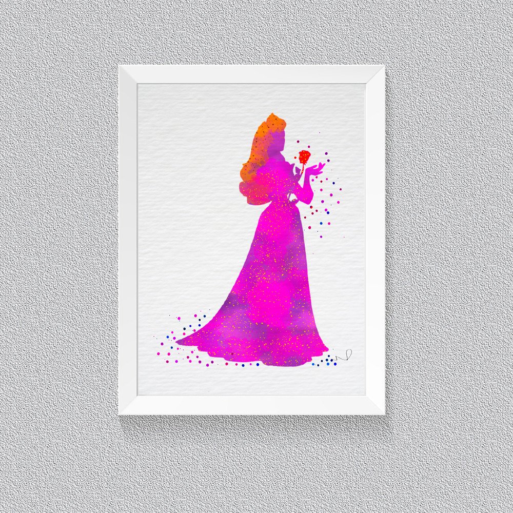 1000x1000 Disney Princess Aurora Sleeping Beauty Watercolor Print