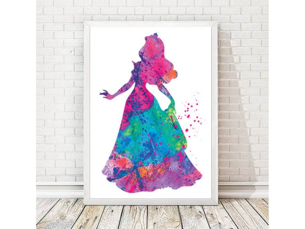 1024x768 Princess Aurora Watercolor Art Print Sleeping Beauty Watercolor
