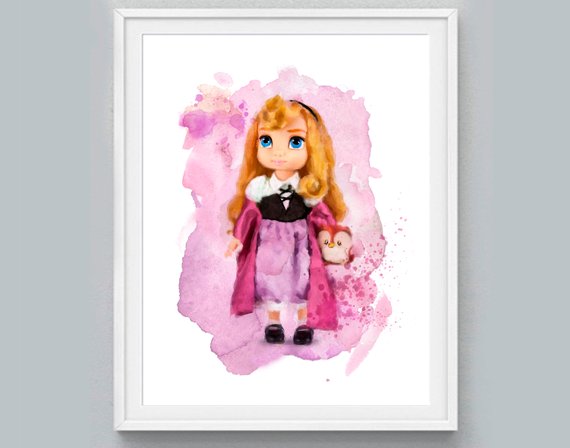 570x448 Princess Print Sleeping Beauty Watercolor Baby Aurora Etsy