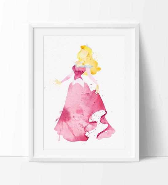 547x600 Sleeping Beauty Watercolor Print, Disney Art Print, Disney