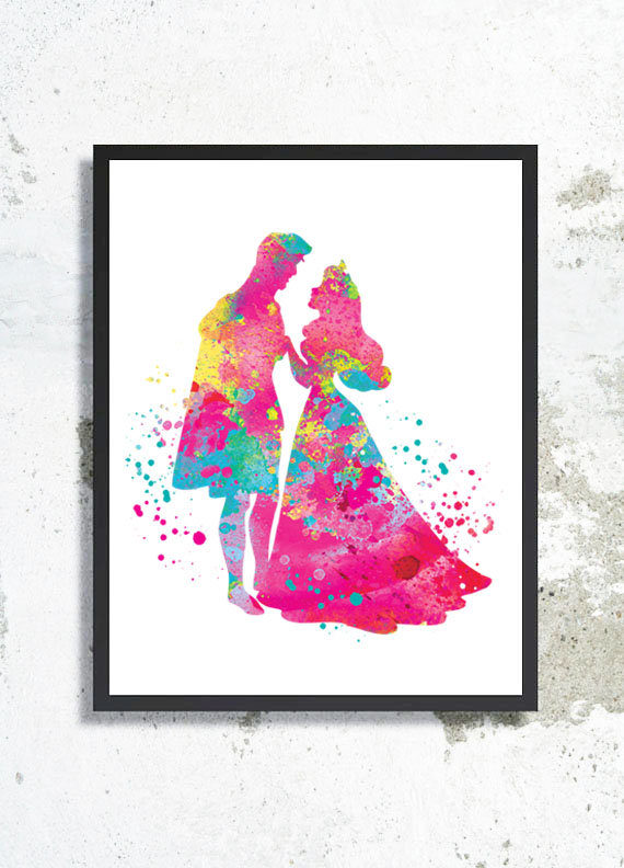 570x792 Sleeping Beauty Watercolor Print Princess Aurora