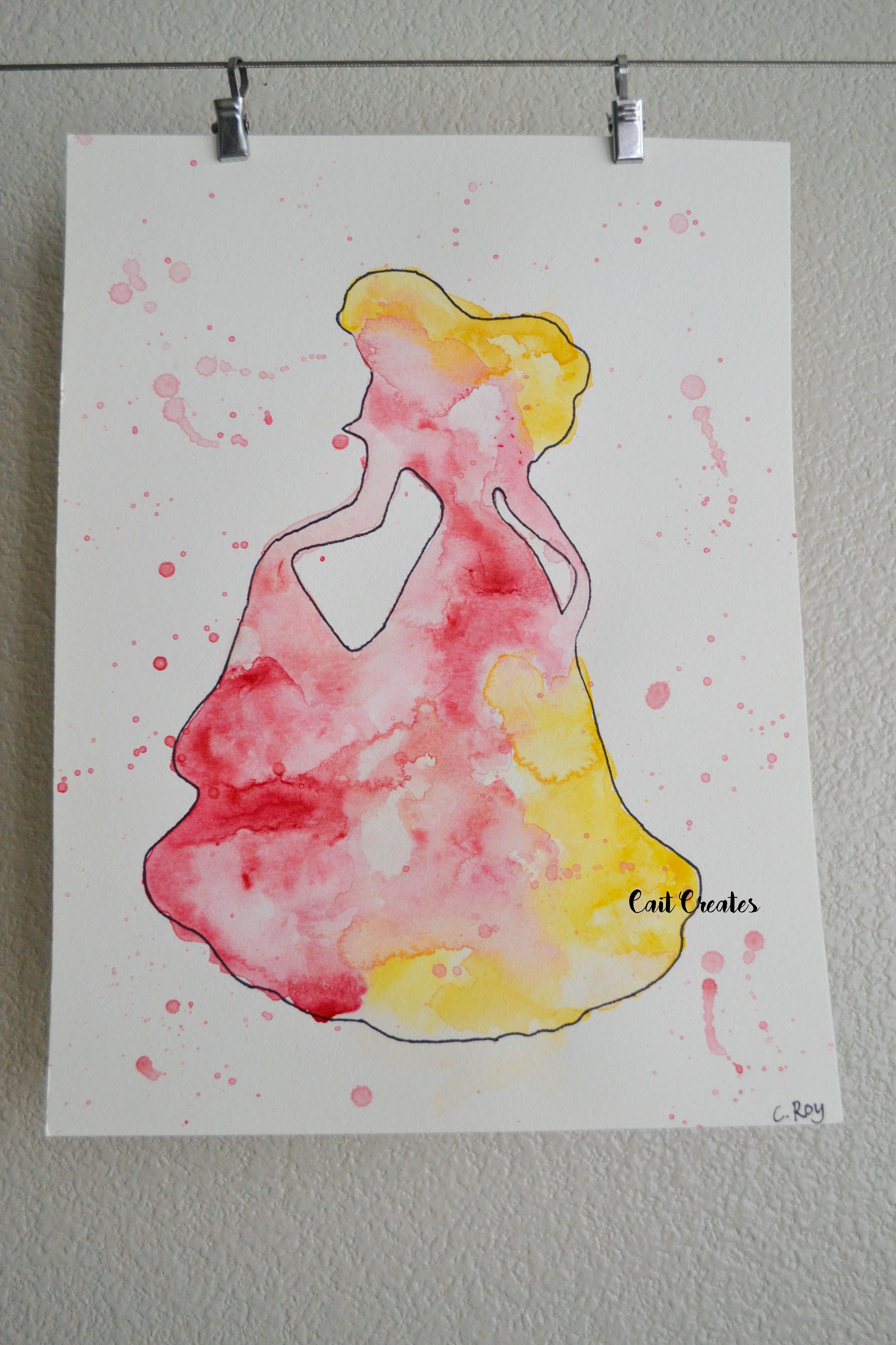 3072x4608 Sleeping Beauty Watercolor Silhouette Watercolor