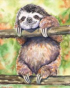 239x300 Funny Sloth Watercolor Print Of The Original Watercolor Painting