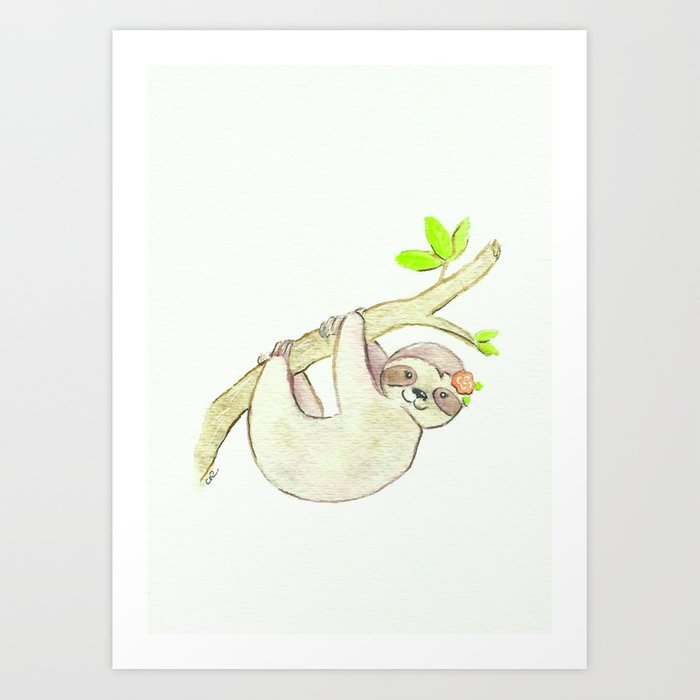700x700 Sloth Watercolor Art Print By Imagodeinurserydecor Society6