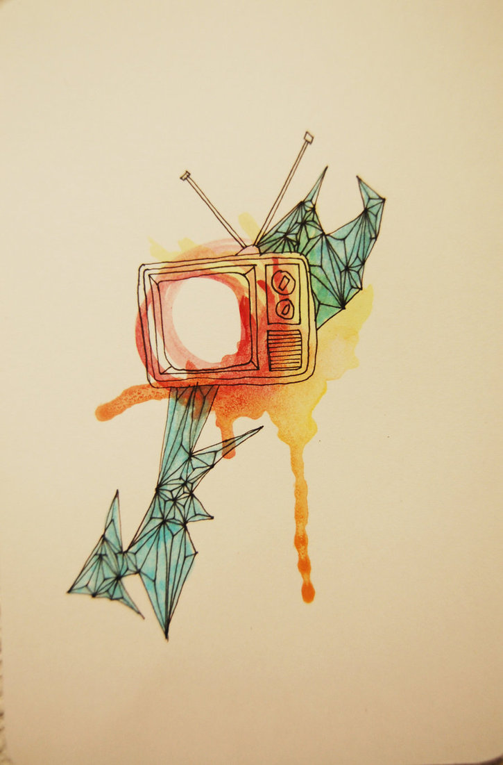725x1101 Small Watercolor Tv By Manfishinc