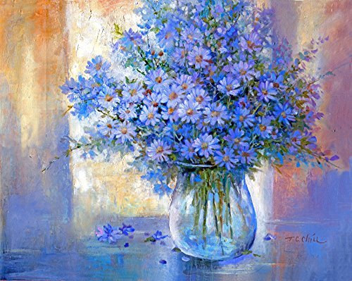 500x399 Blue Flowers (Small Size) Art Print Of Watercolor