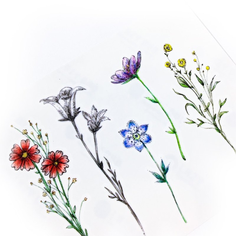 800x800 Lazy Duo Minimal Watercolor Flower Temporary Tattoo Stickers Small