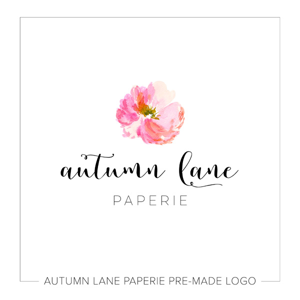 600x600 Modern Calligraphy Logo With Pink Watercolor Flower