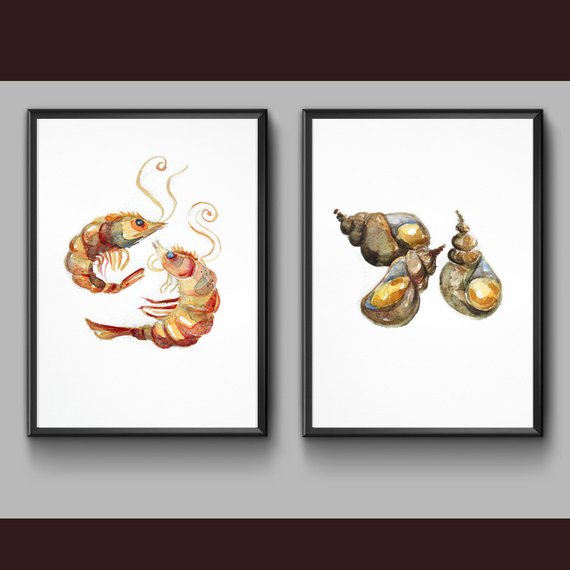 570x570 Print Set Snail Snail Decor Snail Watercolor Snail Print Etsy