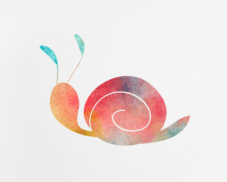 900x720 Watercolor Baby Snail Digital Art By Nursery Art
