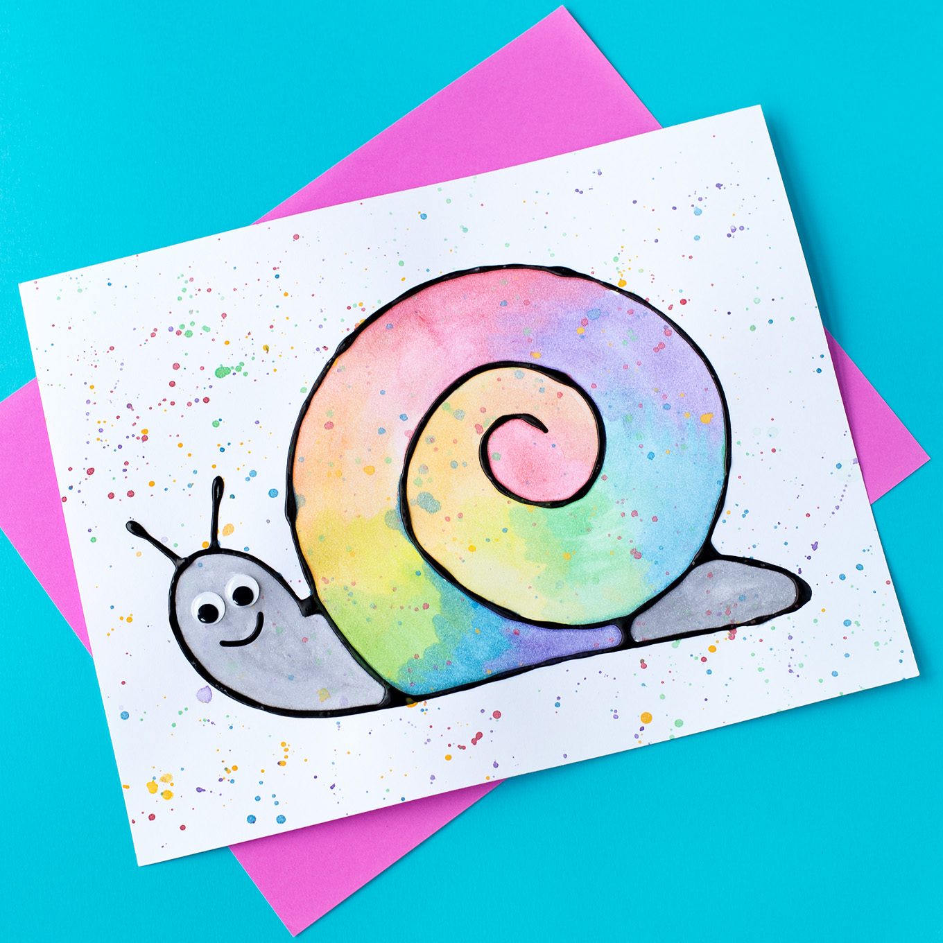 1360x1360 Black Glue And Watercolor Snail Art