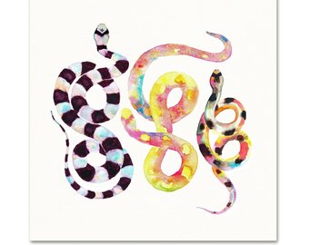 340x270 Watercolor Snakes Art Print. Green Snake Painting. Nature Wall Etsy