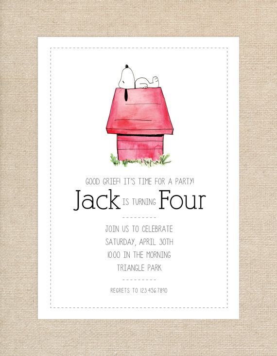 570x732 Snoopy Watercolor Birthday Invitation By Paperandplaydesign