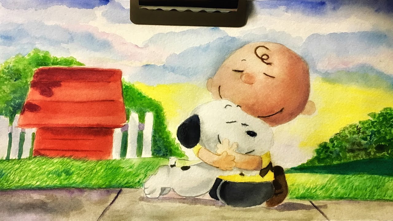 1280x720 The Peanuts Movie Watercolor Painting Charlie Brown And Snoopy