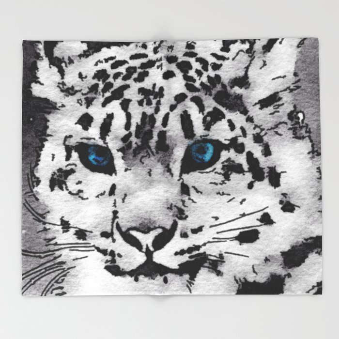 700x700 Snow Leopard Watercolor Throw Blanket By Kirstenstar Society6