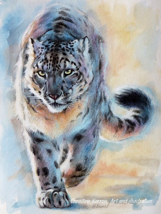 650x863 Beautiful! Watercolor Snow Leopard, Animal And